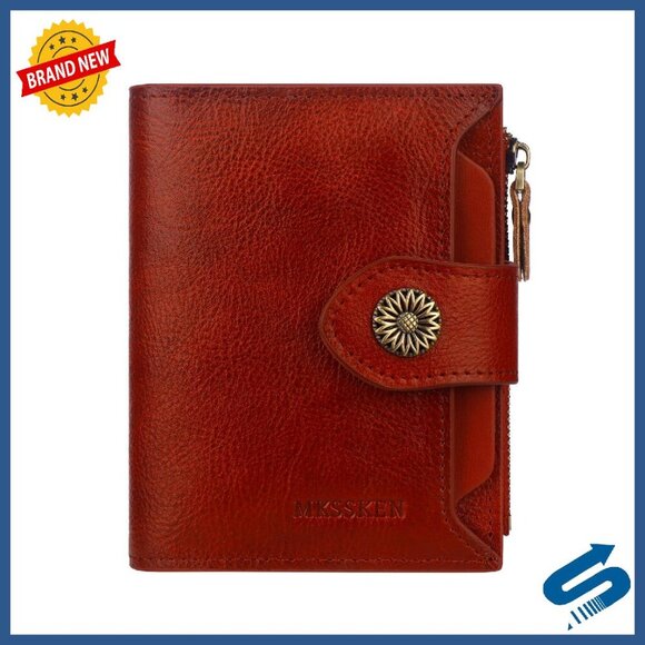 Handbags - Genuine Leather RFID Wallet Women's Bifold Compact Card Holder ID Window